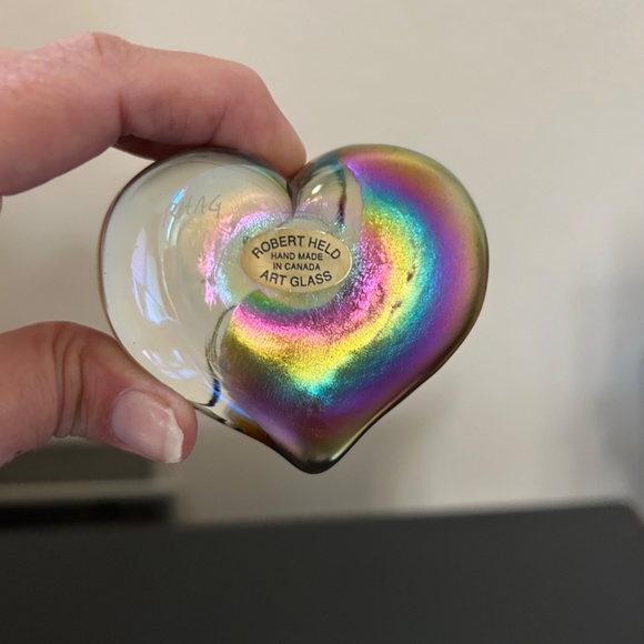 Robert Held RHAG Art Glass Gold Iridescent Swirl Heart. - Picture 3 of 6